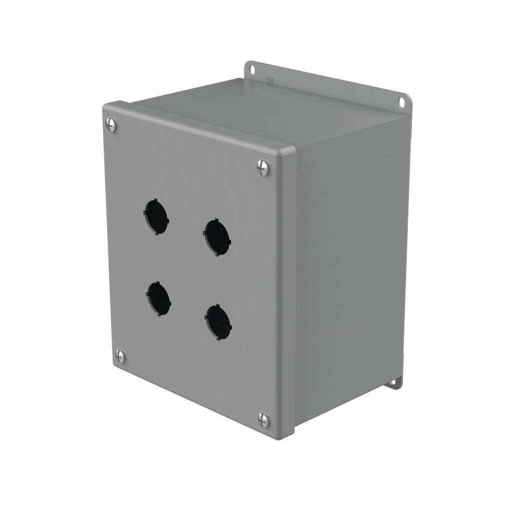 Product image for Hoffman E4SPBXM Extra-Deep Pushbutton Enclosures, Type 12, 4PB x 22.5mm, Gray, Steel