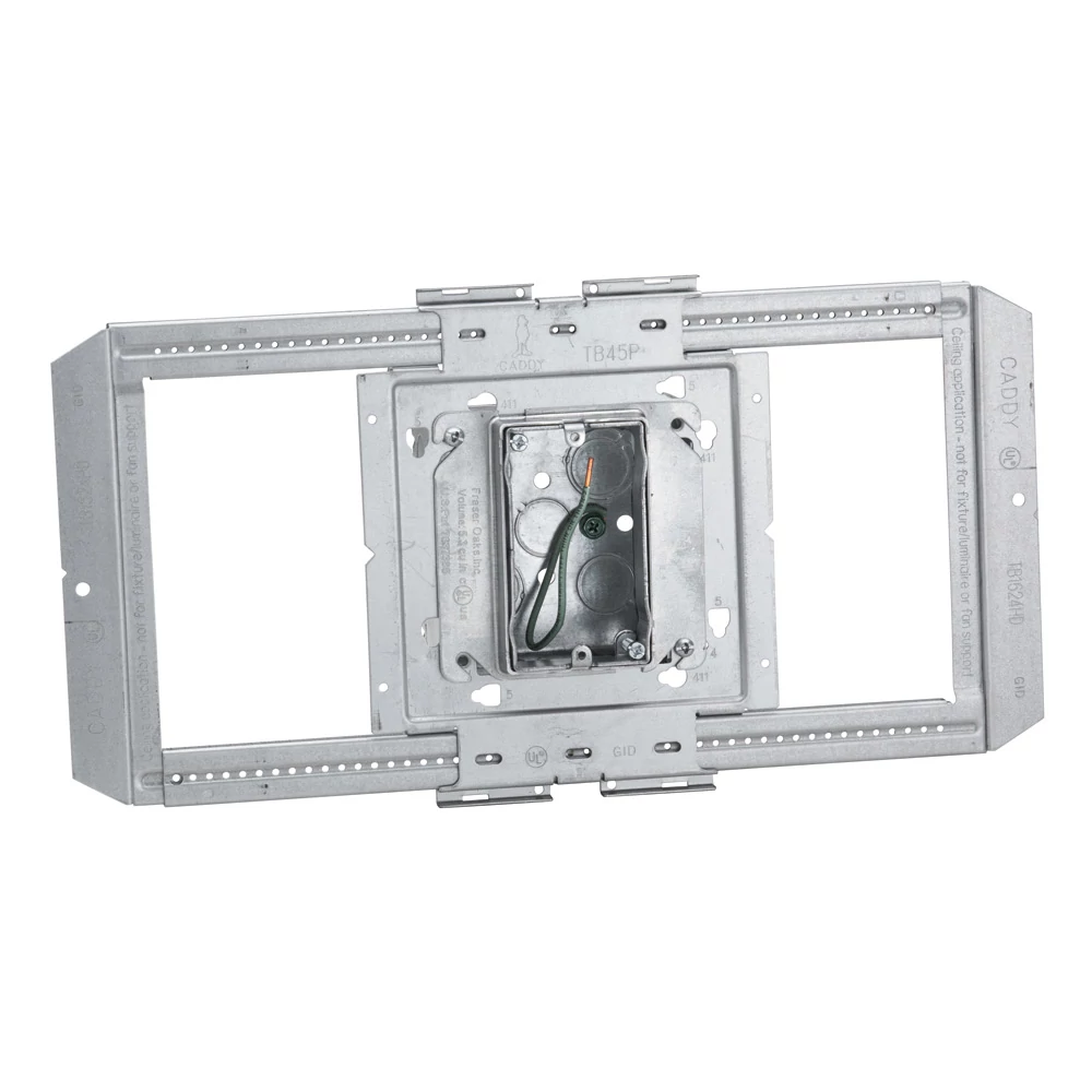 Product image for Erico TBP4DV1 HD Telescoping Bracket Between Stud Assembly, 4" Box, 1 Gang Adjustable Mud Ring