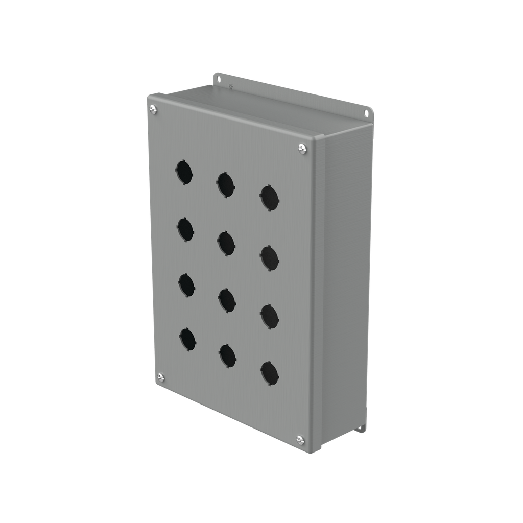 Hoffman E12PBG Pushbutton Enclosures, Type 12, 12PB x 22.5mm, Gray, Steel Product image for Hoffman E12PBG Pushbutton Enclosures, Type 12, 12PB x 22.5mm, Gray, Steel