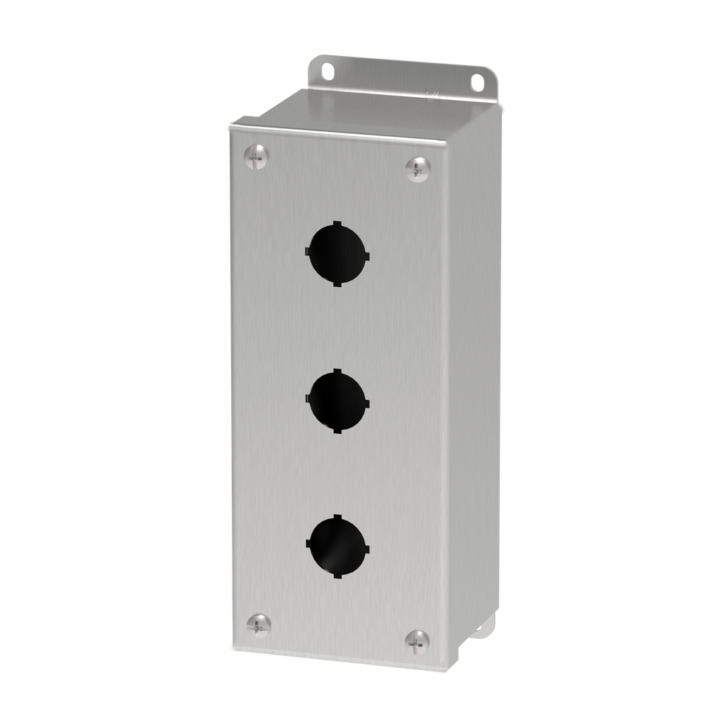 Product image for Hoffman E3PBGSS 30.5-mm and 22.5-mm Pushbutton Enclosures, Type 4X, 3PB x 22.5mm, SS Type 304