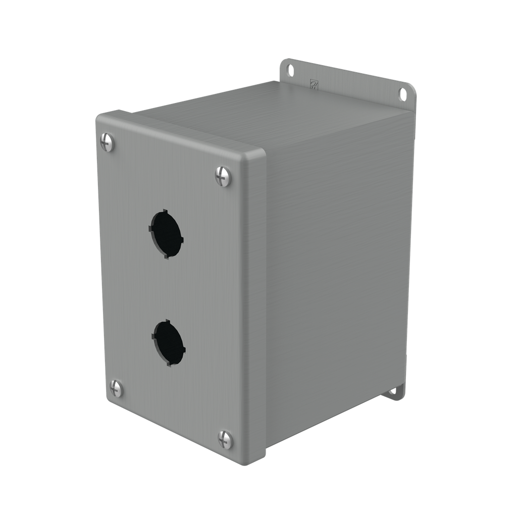 Hoffman E2PBXM Extra-Deep Pushbutton Enclosures, Type 12, 2PB x 22.5mm, Gray, Steel Product image for Hoffman E2PBXM Extra-Deep Pushbutton Enclosures, Type 12, 2PB x 22.5mm, Gray, Steel