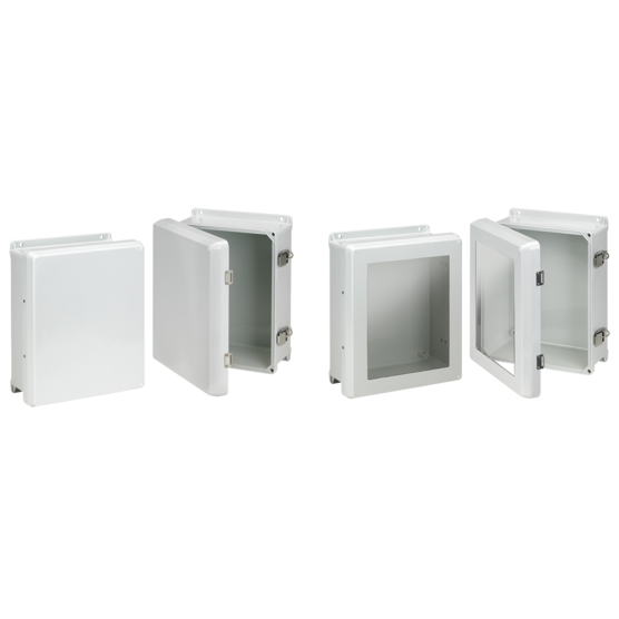 Product image for Hoffman HJB1816HWPL2LG Flat Cover with Latches, Type 4X, 17.81x 15.81x 8.86, Fiberglass