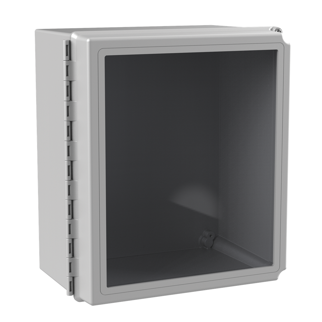 Hoffman A14128CHSCFGW Continuous Hinge Window Cover Enclosure 4X, 14" x 12" x 8", Light Gray, Fiberglass Product image for Hoffman A14128CHSCFGW Continuous Hinge Window Cover Enclosure 4X, 14" x 12" x 8", Light Gray, Fiberglass