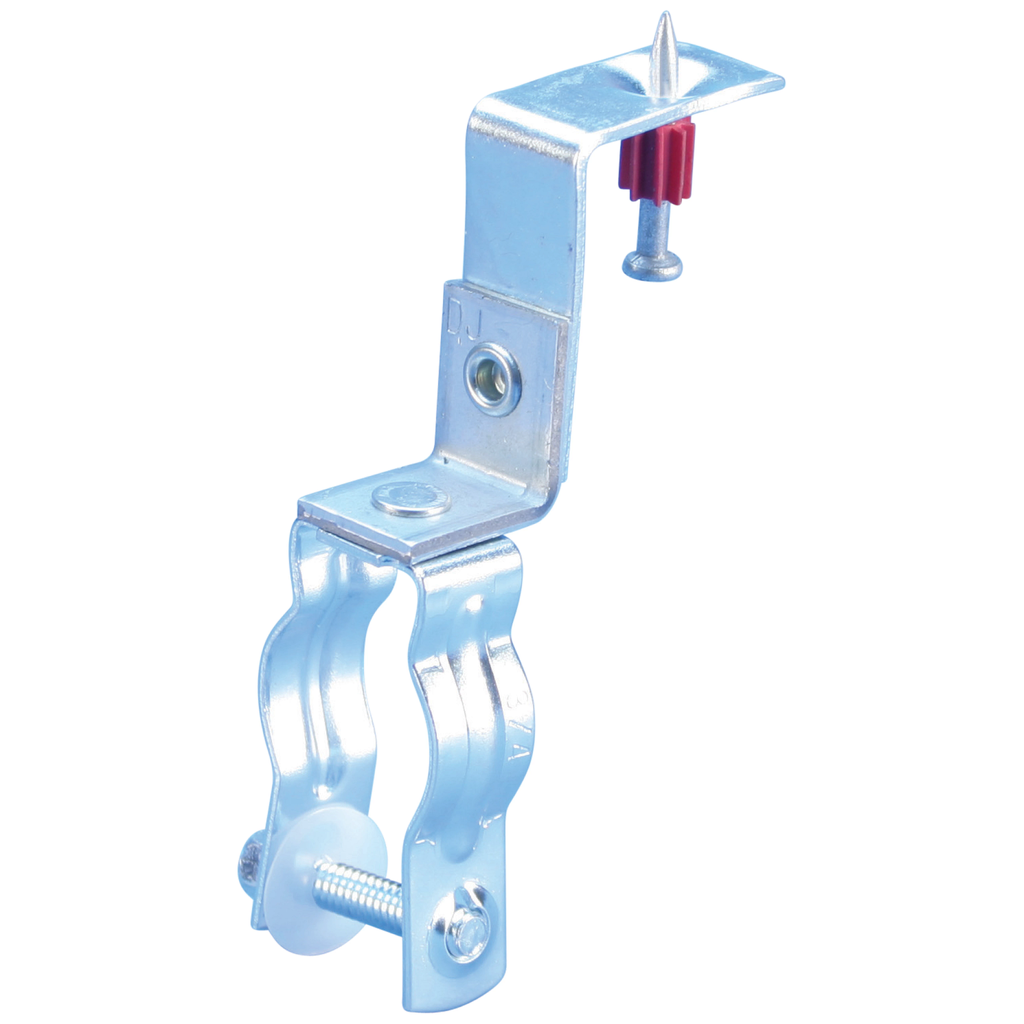 Product image for Caddy CD0BZSF Bolt Close Conduit/Pipe Clamp with Z Shot-Fire Bracket, 0.67"-0.84" OD, 1/2" EMT, 1/2" Rigid/Pipe