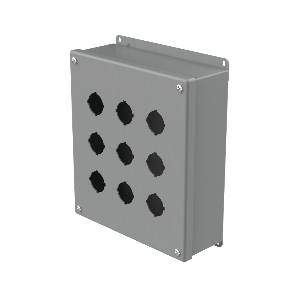 Product image for Hoffman E9PB Pushbutton Enclosures, Type 12, 9PB x 30.5mm, Gray, Steel