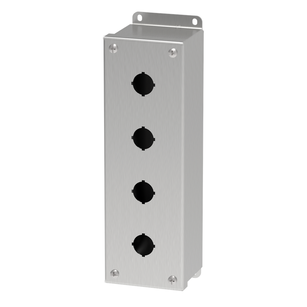 Product image for Hoffman E4PBSS 30.5-mm and 22.5-mm Pushbutton Enclosures, Type 4X, 4PB x 30.5mm, SS Type 304