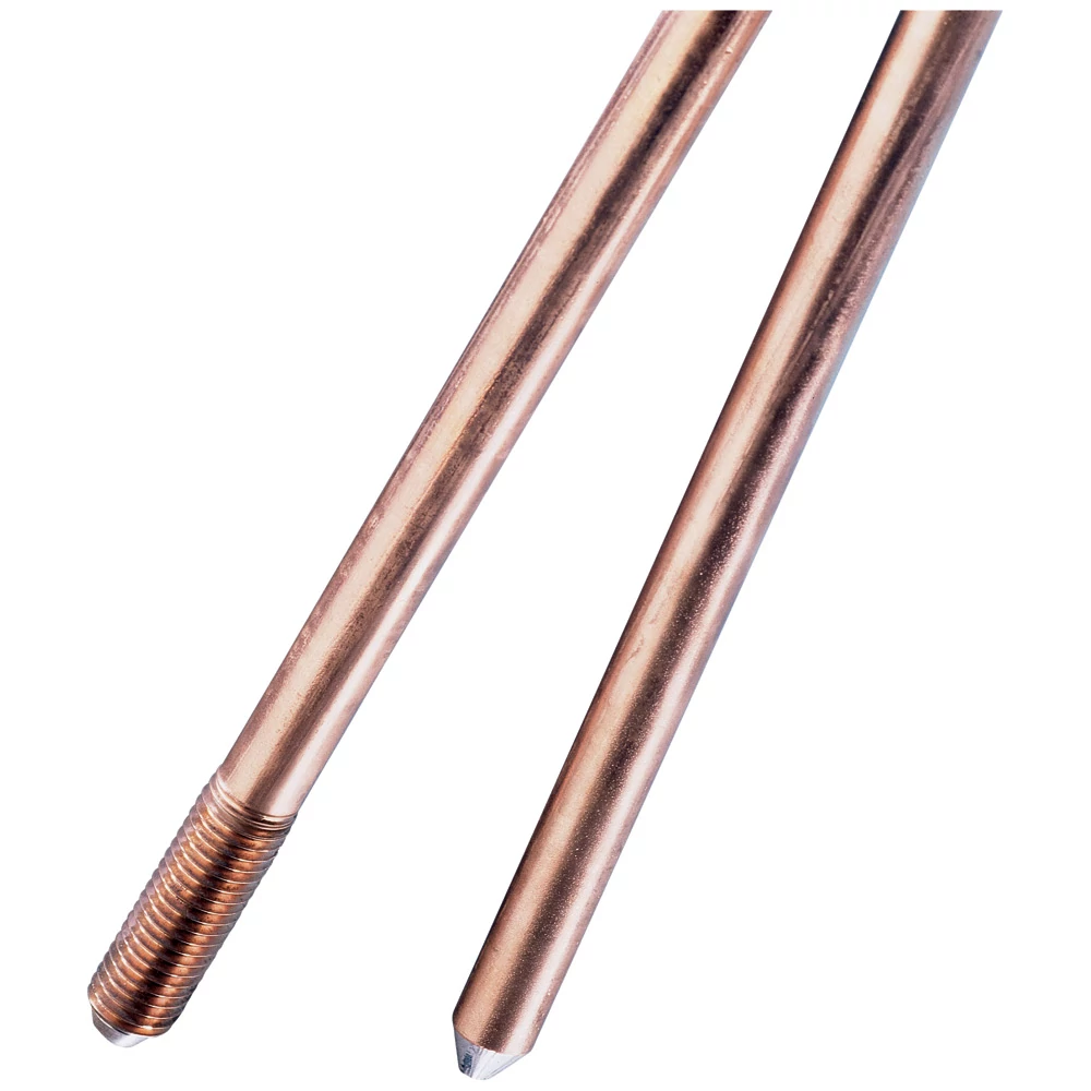Product image for Erico 6334330 Copper-Bonded Ground Rod, Threaded, 3/4" dia, 3.3', 10 mil Plating, 6.157 lb