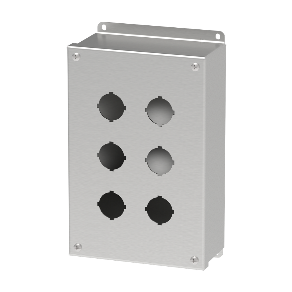 Product image for Hoffman E6PBSS 30.5-mm and 22.5-mm Pushbutton Enclosures, Type 4X, 6PB x 30.5mm, SS Type 304