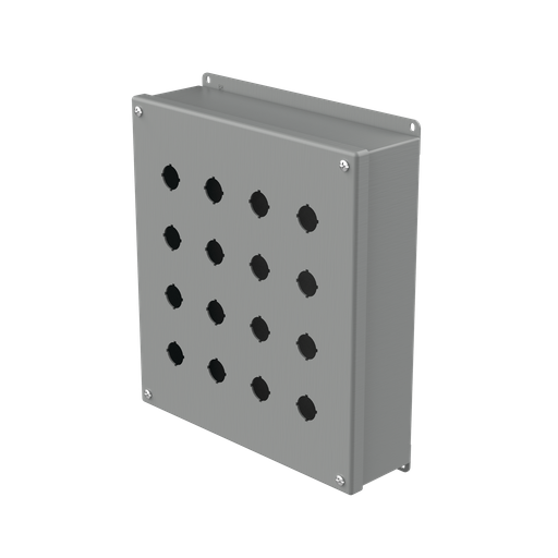 Product image for Hoffman E16PBG Pushbutton Enclosures, Type 12, 16PB x 22.5mm, Gray, Steel