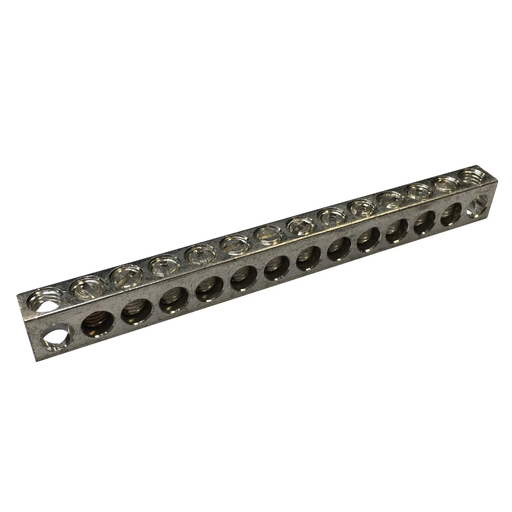 Product image for Erico 568714 Earthing & Neutral Busbar, Tinned Aluminum, 12 Connections