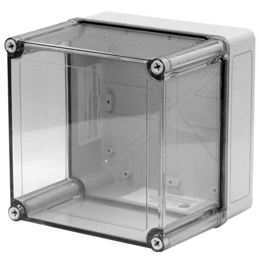 Product image for Hoffman VM553CT VM Flat Transparent Screw Cover Type 4X, 5.03x5.03x3.02, Lt Gray, Polyester, CT