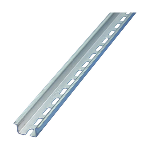 Product image for Erico 557750 DIN Rail, Perforated Symmetric Profile, 0.59" x 0.22" x 6.6' x 0.04"