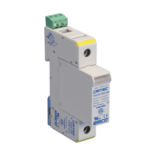 Product image for Erico TDS1501SR560 Transient Discriminating Surge Diverter, 50 kA Single Mode, 480-560 VAC Un