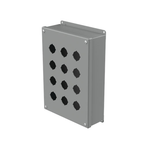 Product image for Hoffman E12PB Pushbutton Enclosures, Type 12, 12PB x 30.5mm, Gray, Steel