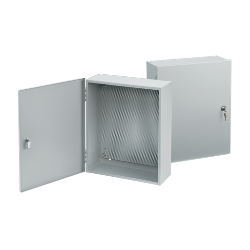 Product image for Hoffman A2420AT1PP Locking Integrated Perforated Panel Enclosure, Type 1, 24" x 20" x 6.62, Gray, Steel
