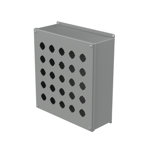 Extra-Deep Pushbutton Enclosure Type 12, 25PBx30.5mm, Gray, Steel