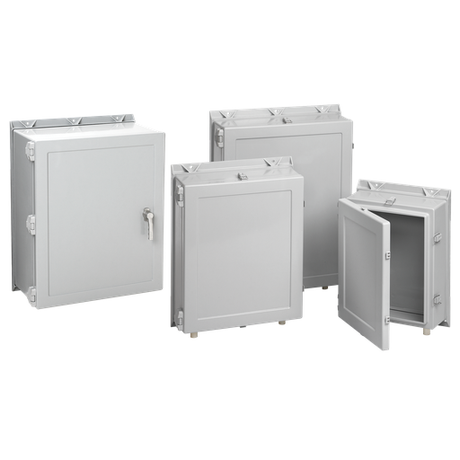 Hinge Cover Enclosure 3-Point Type 4X, 20.19x20.25x8.00, Gray, Fiberglass