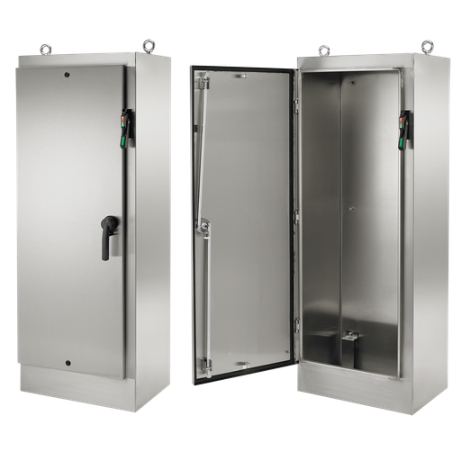 Product image for Hoffman A72HXS3224SSLPQT 72.06 x 32.5 x 24.06 Inch 14 Gauge 304 Stainless Steel NEMA 4X 1-Door Free Stand Disconnect Enclosure