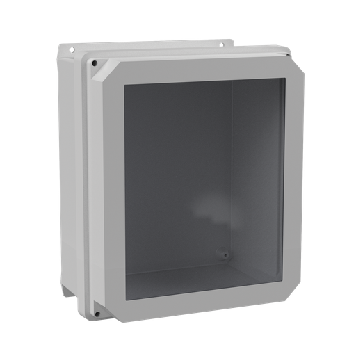 Product image for Hoffman RHJB1412HWPL2LG Raised Cover with Latches, Type 4X, 13.62x 11.62x 7.24, Fiberglass