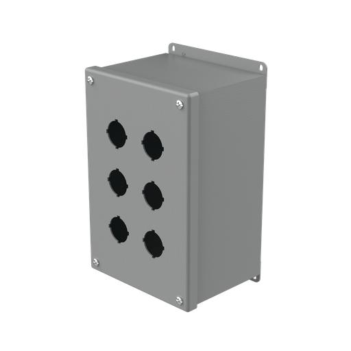 Product image for Hoffman E6PBX Extra-Deep Pushbutton Enclosures, Type 12, 6PB x 30.5mm, Gray, Steel
