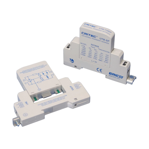 Product image for Erico UTB5SP Universal Transient Barrier, Single Pair, 0-3 VAC, 0-5 VDC Un