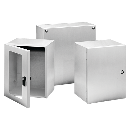InLine Hinged Cover 1/4-Turn Latch Type 4X, 350x300x200mm, Brushed, Stainless 304