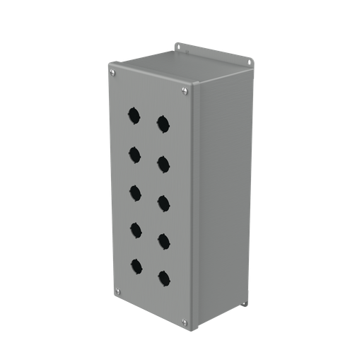Product image for Hoffman E10PBXM Extra-Deep Pushbutton Enclosures, Type 12, 10PB x 22.5mm, Gray, Steel