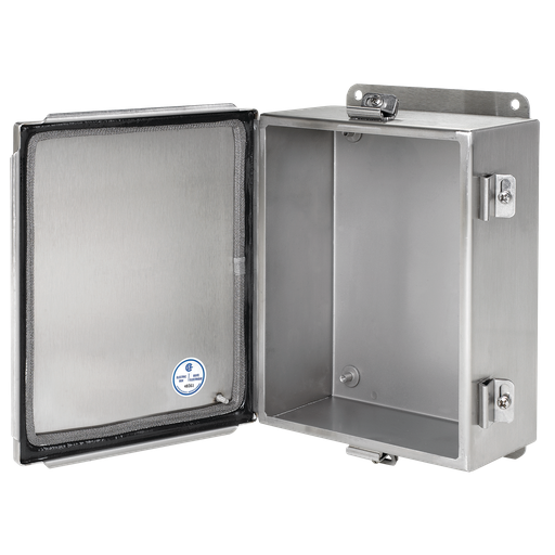 Continuous Hinge with Clamps Junction Box EMC Type 4X, 10x8x4, Brushed, SS304
