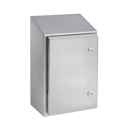 WaterShed Wallmount Sloped Top 1/4-Turn Latch Type 4X, 16x12x8, Brushed, SS 304