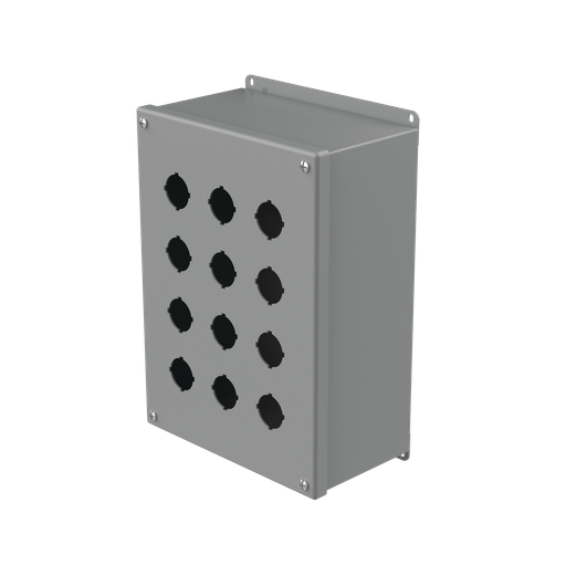Extra-Deep Pushbutton Enclosure Type 12, 12PBx30.5mm, Gray, Steel