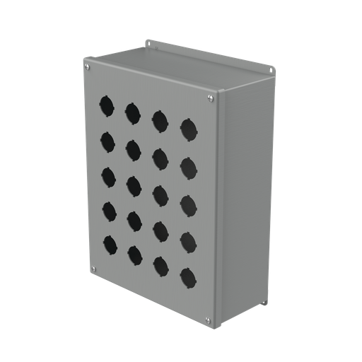 Product image for Hoffman E20PBX Extra-Deep Pushbutton Enclosures, Type 12, 20PB x 30.5mm, Gray, Steel