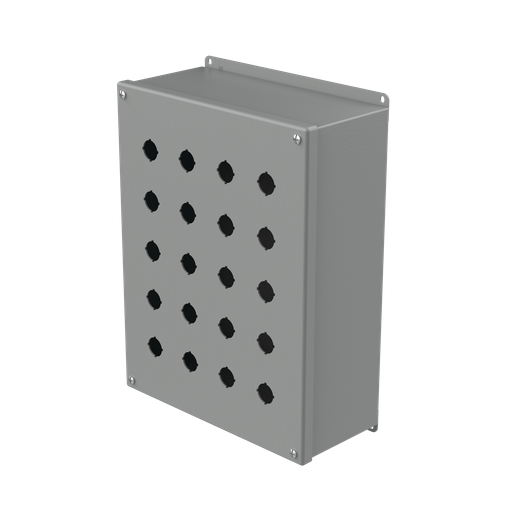 Extra-Deep Pushbutton Enclosure Type 12, 20PBx22.5mm, Gray, Steel