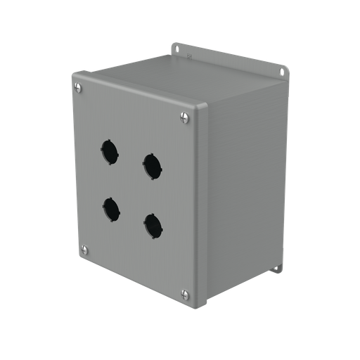 Product image for Hoffman E4SPBXM Extra-Deep Pushbutton Enclosures, Type 12, 4PB x 22.5mm, Gray, Steel