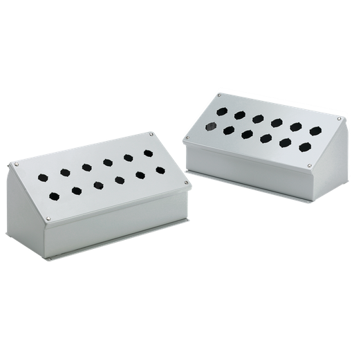 Product image for Hoffman E12PBA Sloped-Front Pushbutton Enclosures, Type 12, 12PB x 30.5mm, Gray, Steel