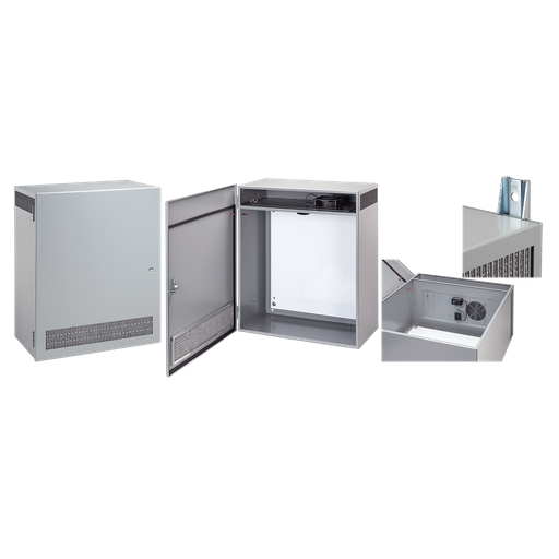 Product image for Hoffman T1F200LP T1FLO Vented Enclosure with Fan, Type 1, 40" x 24" x 12.75", Gray, Steel