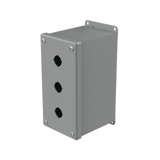 Product image for Hoffman E3PBXM Extra-Deep Pushbutton Enclosures, Type 12, 3PB x 22.5mm, Gray, Steel