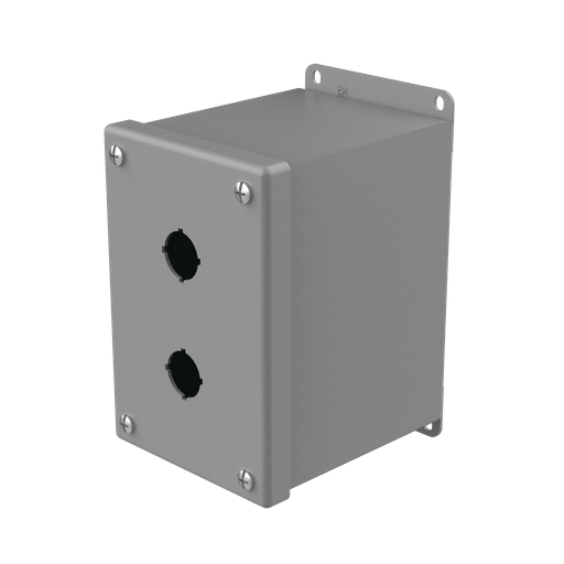 Product image for Hoffman E2PBXM Extra-Deep Pushbutton Enclosures, Type 12, 2PB x 22.5mm, Gray, Steel