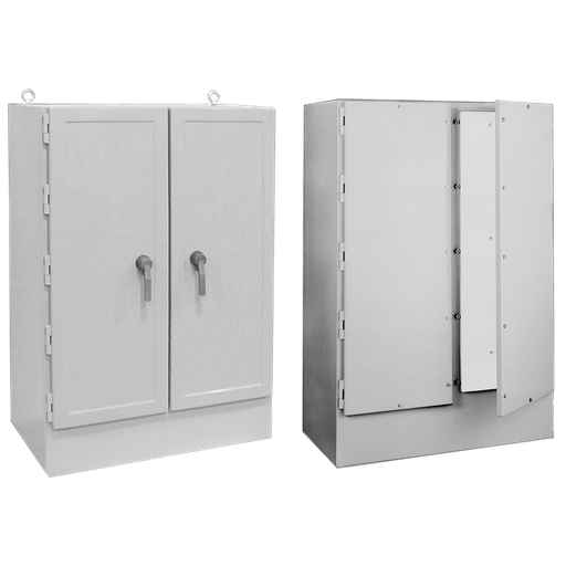 Product image for Hoffman A724925FGFS3PT Two-Door Free-Stand, Type 4X, 72" x 49" x 24.5", Fiberglass