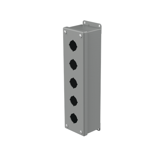 Hoffman E5PB 12.5" x 3.25" x 2.75" 5-Hole 30.5mm Pushbutton Enclosure, Type 12, Steel Product image for Hoffman E5PB 12.5" x 3.25" x 2.75" 5-Hole 30.5mm Pushbutton Enclosure, Type 12, Steel