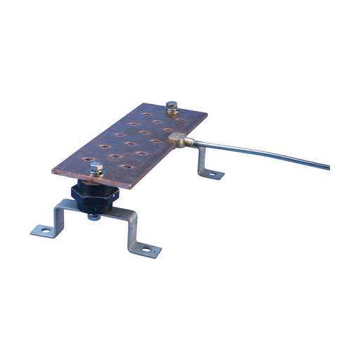 Product image for Erico EGBA14412GGT Grounding Busbar, w/Insulators and Brackets, GG, 12" x 4" x 0.25", Tinned