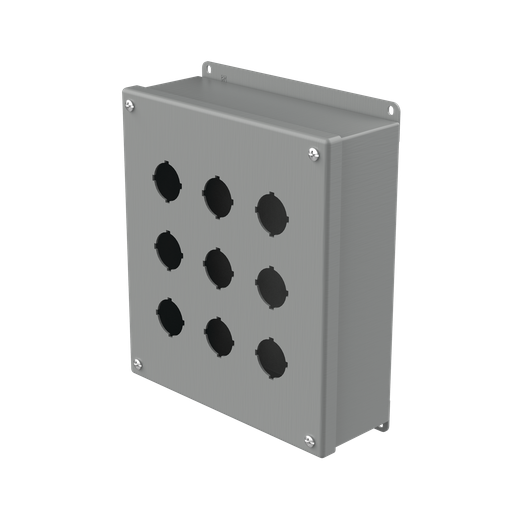 Product image for Hoffman E9PB Pushbutton Enclosures, Type 12, 9PB x 30.5mm, Gray, Steel