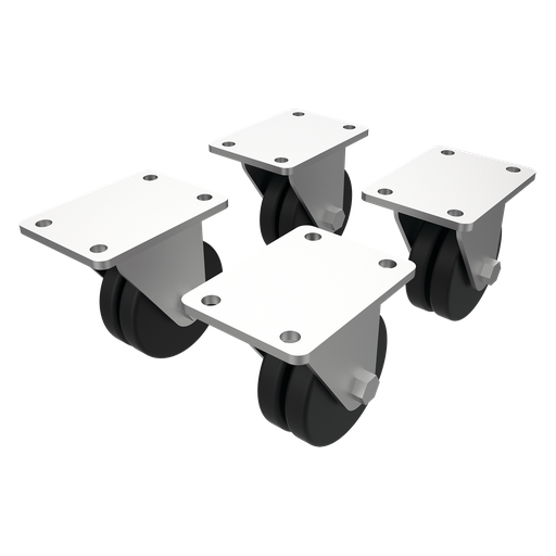 Network Cabinet Caster Kit, Plated, Steel