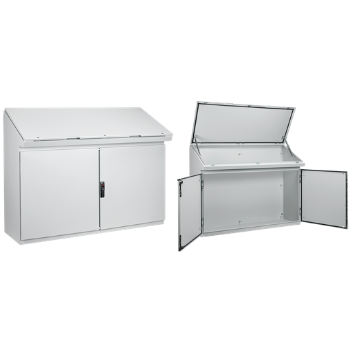 ProLine Gold Series 2-Bay Desk Console Type 12, 1175x1250x469, Lt Gray, Steel
