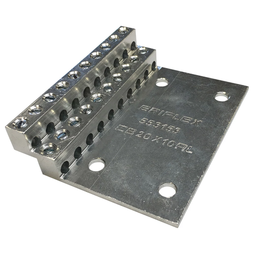 Product image for Erico 553153 Connecting Busbar, Tinned Aluminum, 20 Connections