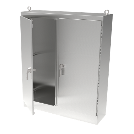 Product image for Hoffman A726036SSFSDADN4 Free-Stand Single and Dual Access with 3-Point Latches, Type 4X, 72.06" x 60.06" x 36.06", SS Type 304