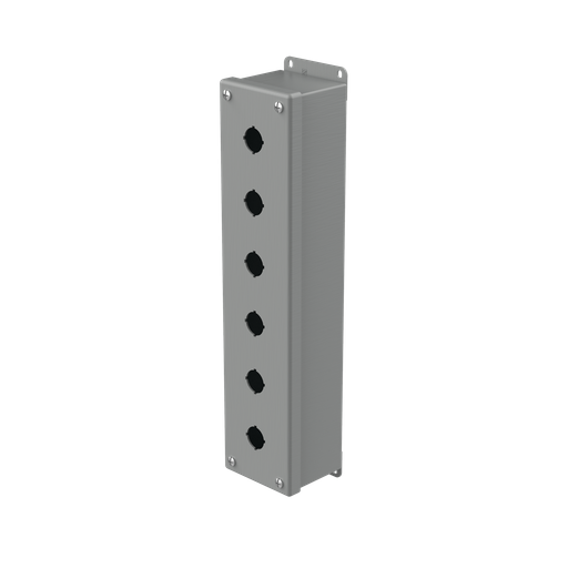 Pushbutton Enclosures Type 12, 6PBx22.5mm, Gray, Steel