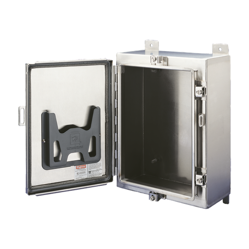 Product image for Hoffman A201606LPEMCSS Continuous Hinge with Clamps, EMC, Type 4X, 20" x 16" x 6", SS Type 304