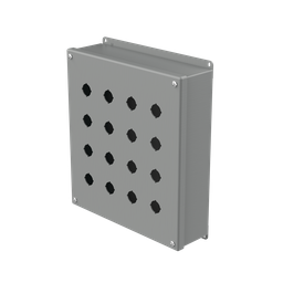 Product image for Hoffman E16PBG Pushbutton Enclosures, Type 12, 16PB x 22.5mm, Gray, Steel