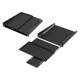 Product image for Hoffman P19KBPVT Pivoting Keyboard Shelf with Mouse Tray, 90 deg., 2U, Black, Steel