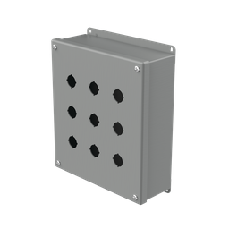 Product image for Hoffman E9PBG Pushbutton Enclosures, Type 12, 9PB x 22.5mm, Gray, Steel